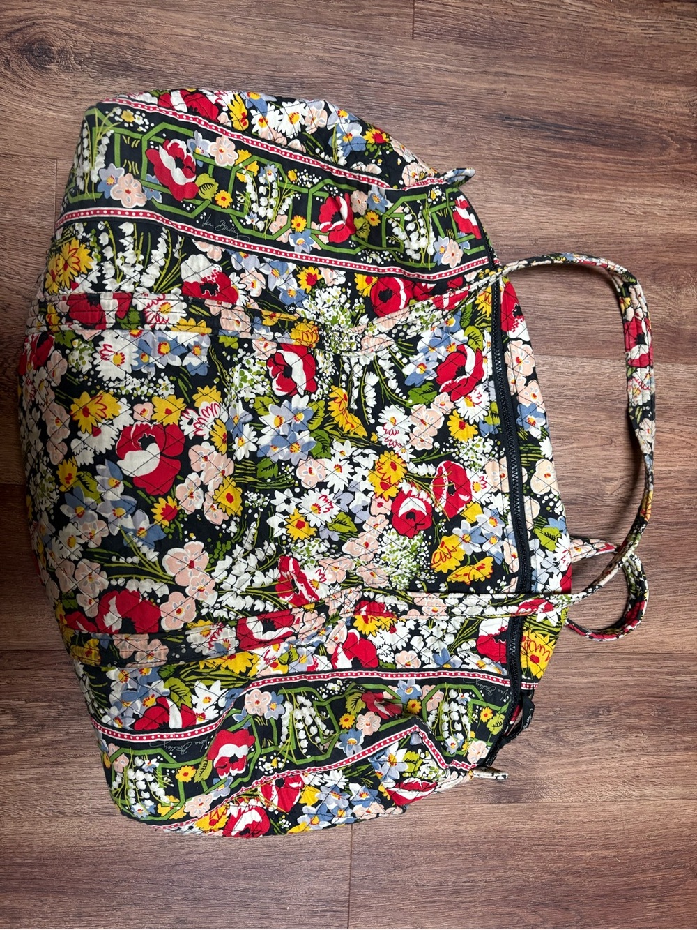 Vera Bradley Black Multi Floral Quilted Tote